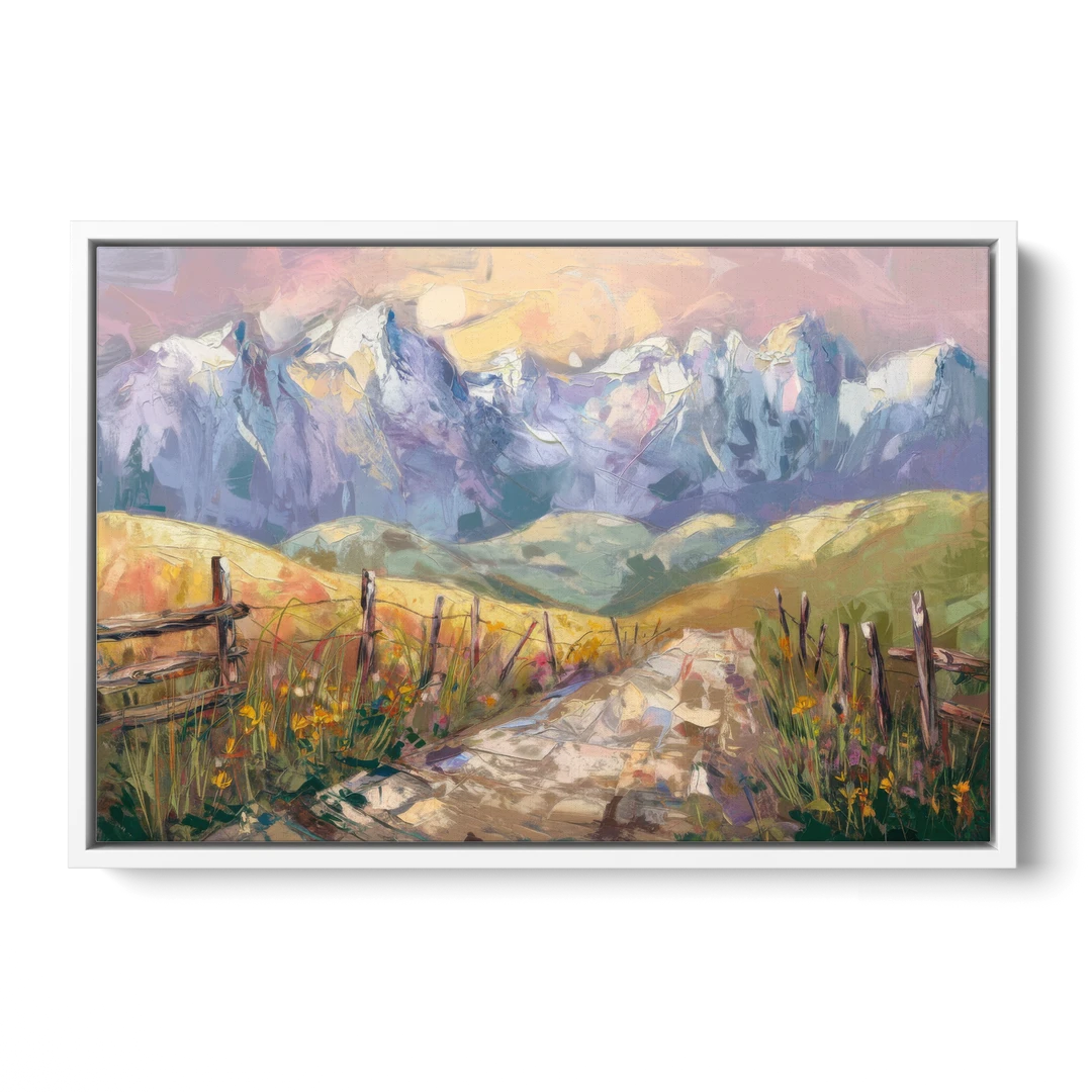Bozeman Mountain Views - White Framed Canvas Wall Art - Front