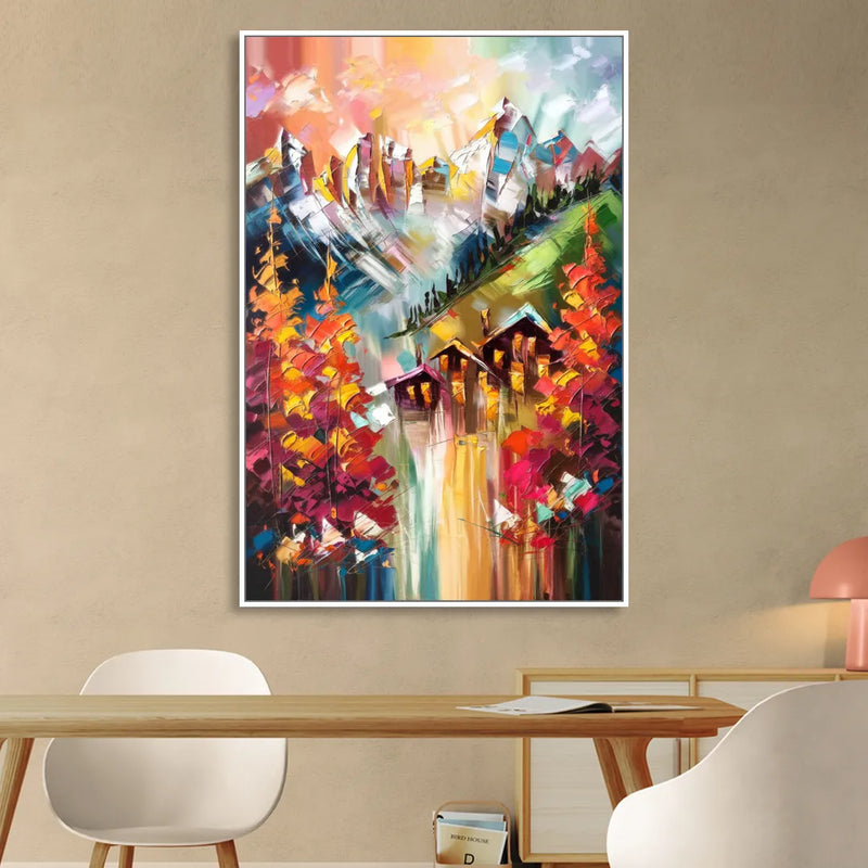 Breckenridge Alpine Landscape Sitting Room - White Canvas Wall Art