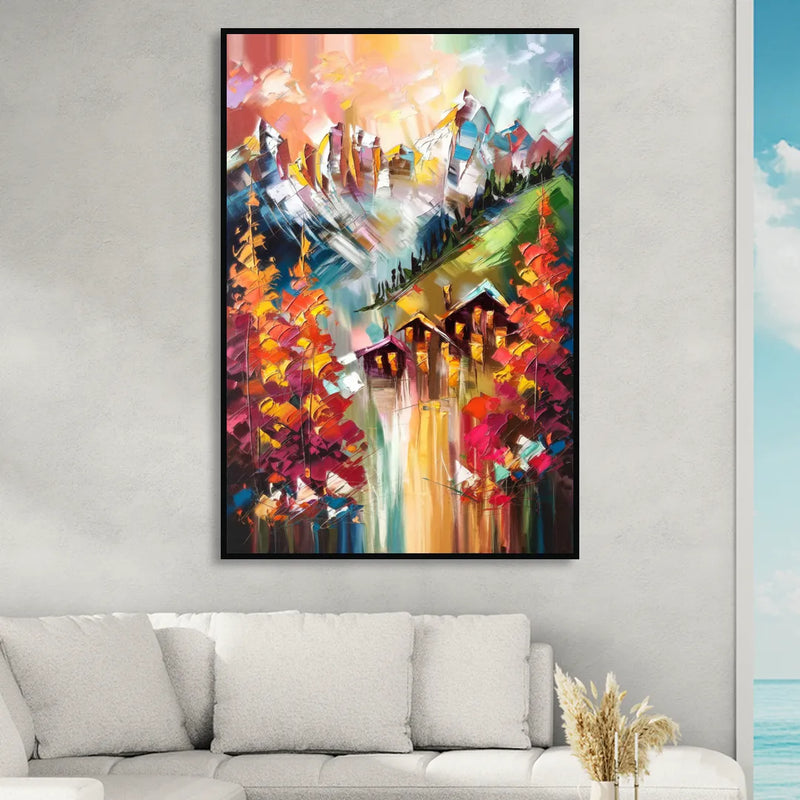 Breckenridge Alpine Landscape Sitting Room - Black Canvas Wall Art