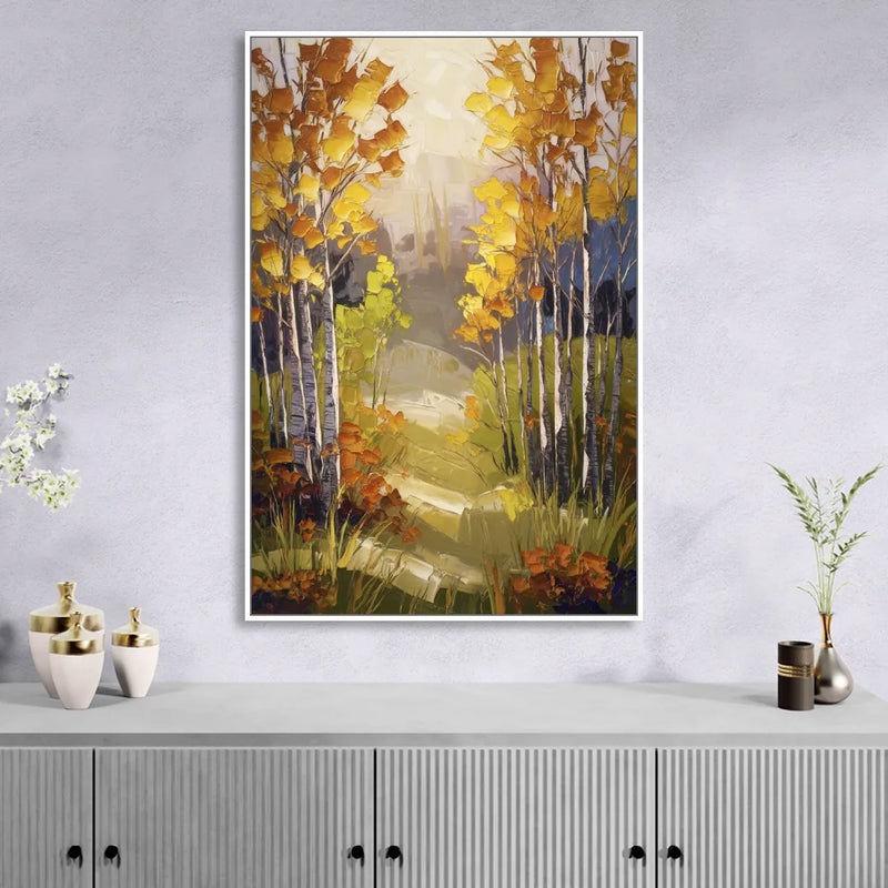 Breckenridge Aspen Forest Autumn Sitting Room - White Canvas Wall Art