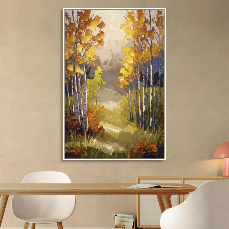 Breckenridge Aspen Forest Autumn Living Room - White Canvas Wall Art