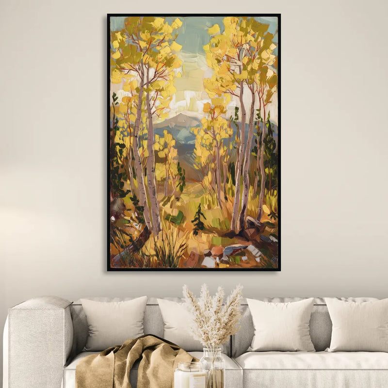 Breckenridge Aspen Forest Living Room - Black Canvas Wall Art