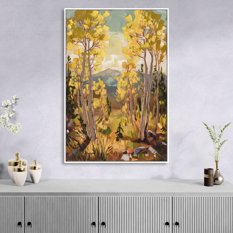 Breckenridge Aspen Forest Living Room - White Canvas Wall Art