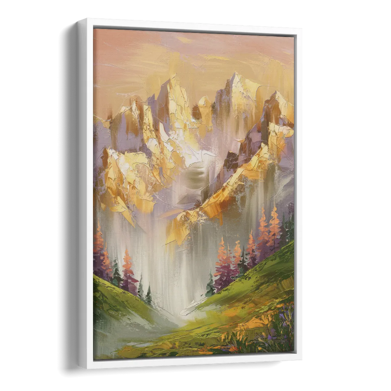 Breckenridge Mountain Sunrise Side - White Canvas Wall Art