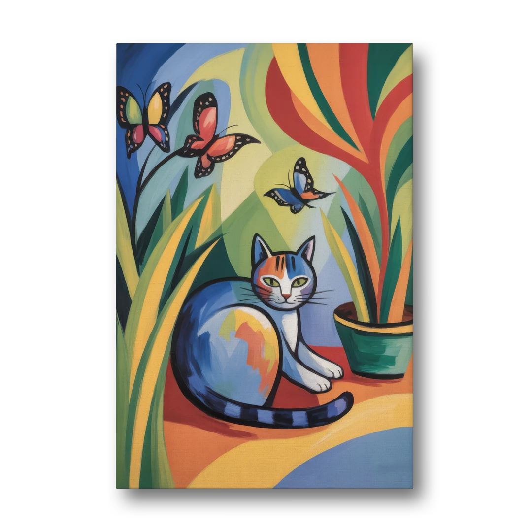 Breezy Cat Garden - Canvas Wall Art - Front