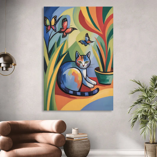 Breezy Cat Garden Living Room - Canvas Wall Art