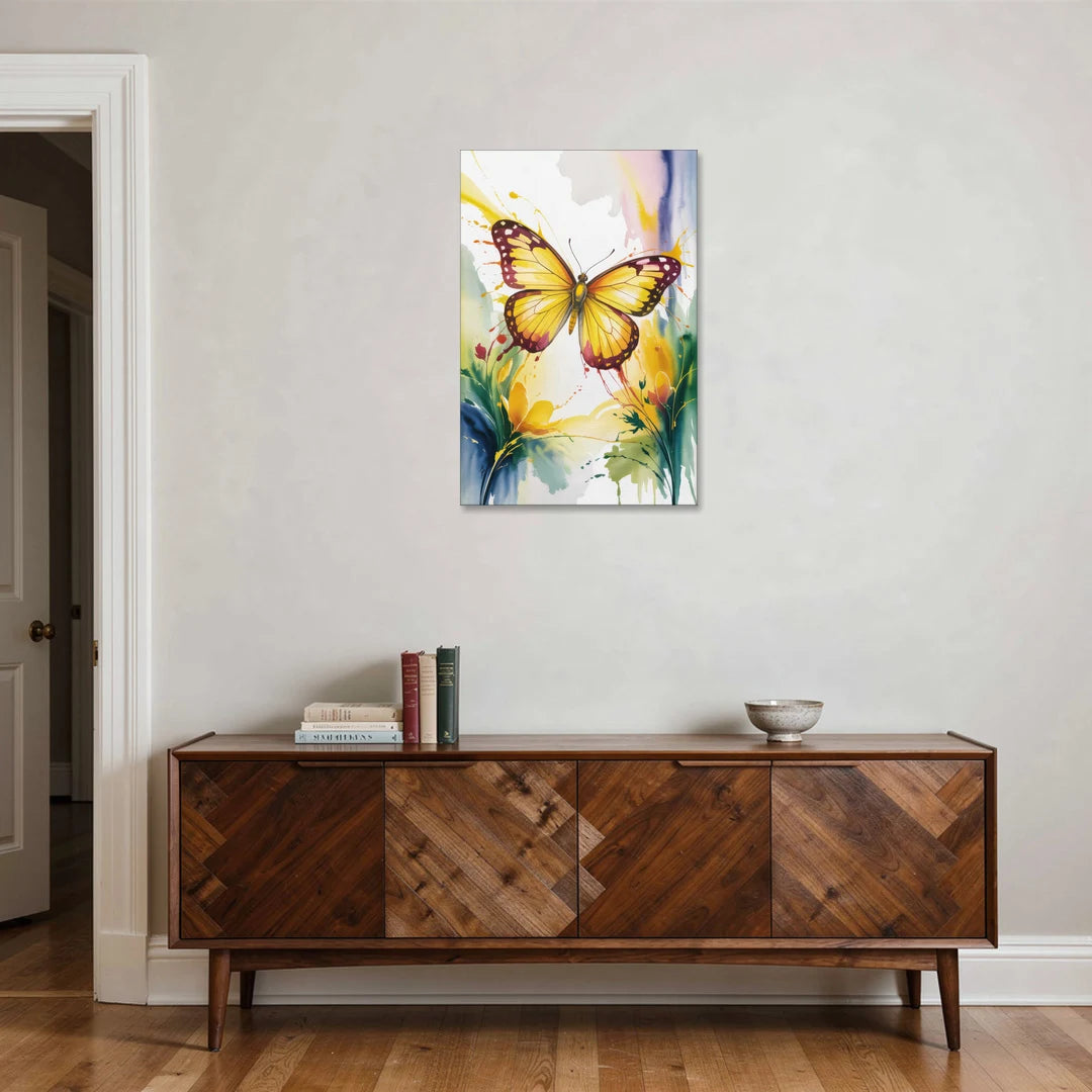 Bright Yellow Butterfly - Canvas Wall Art - Coffee Table - 24x36