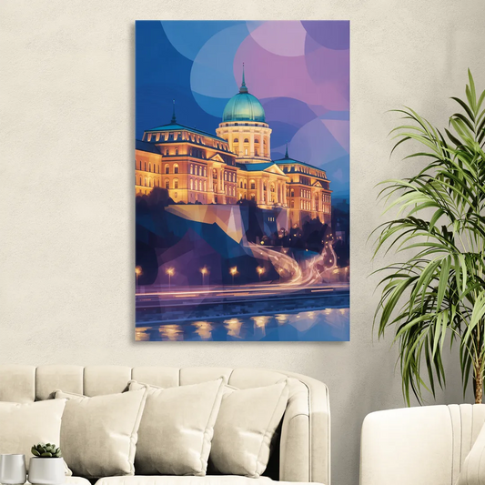 Buda Castle Glow Living Room - Canvas Wall Art