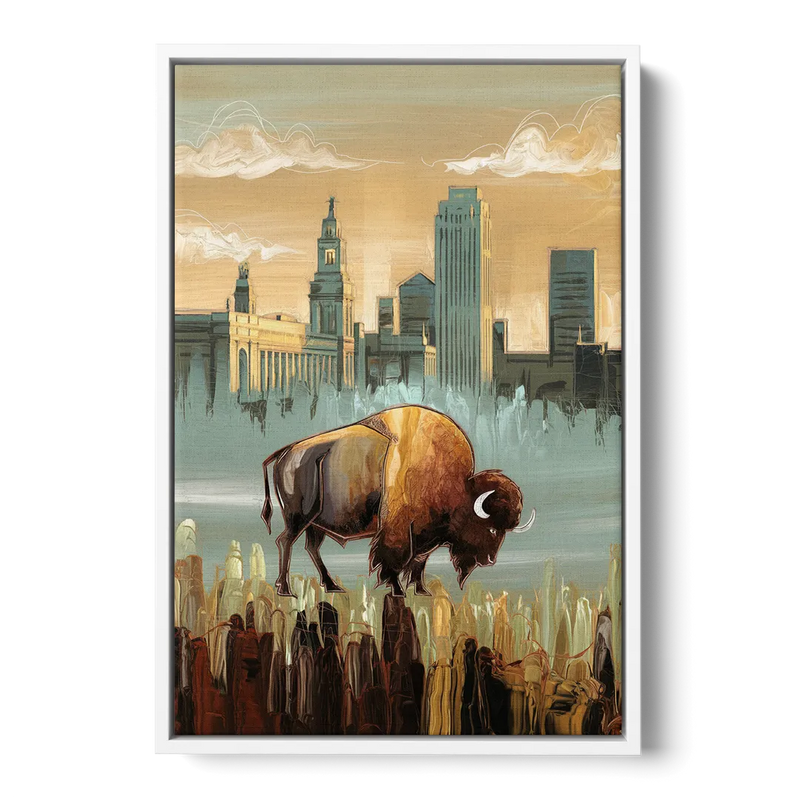 Buffalo All America City Front - White Canvas Wall Art