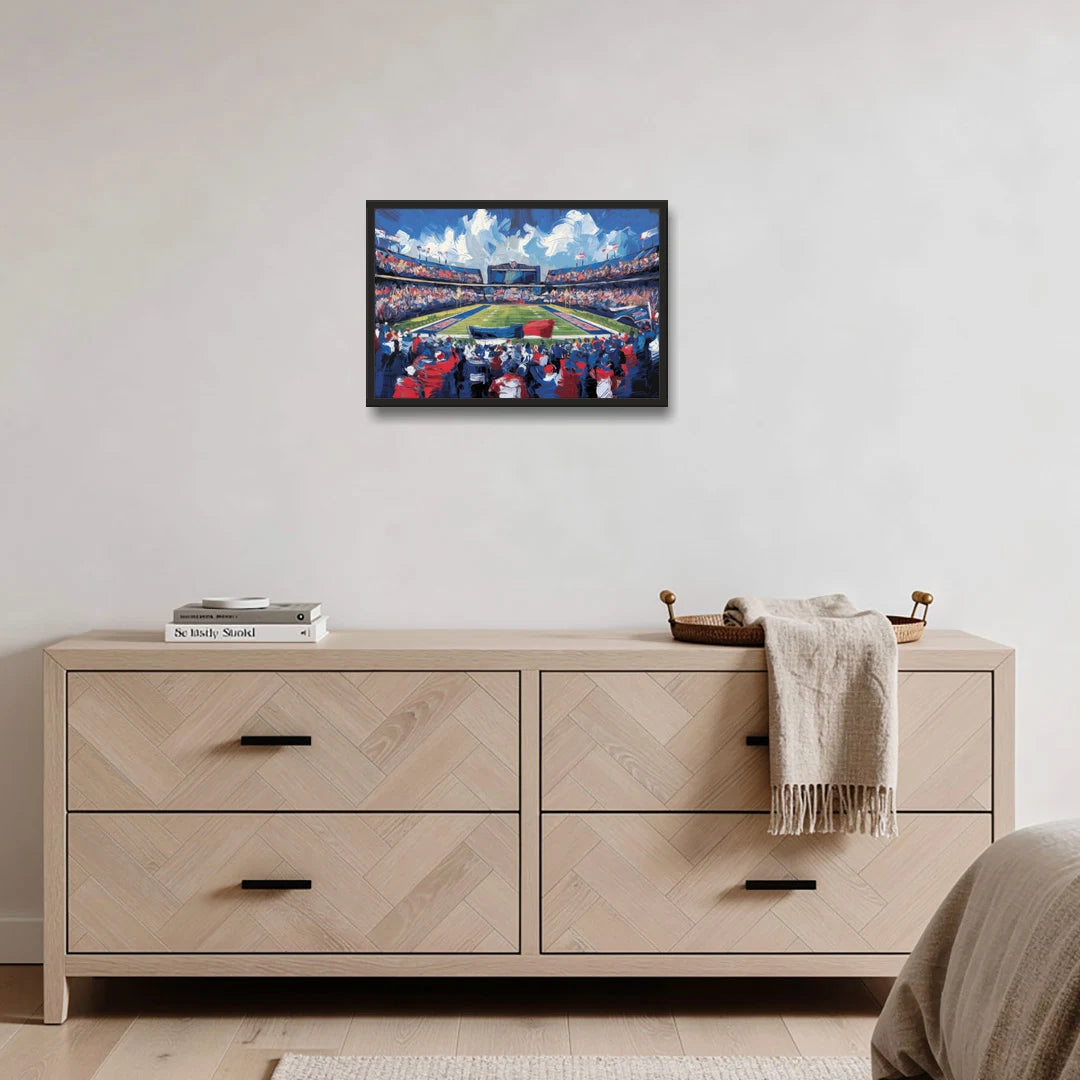 Buffalo Bills Stadium Energy - Black Framed Canvas Wall Art - Coffee Table - 24x16