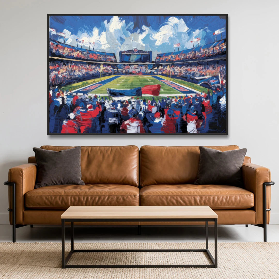 Buffalo Bills Stadium Energy - Black Framed Canvas Wall Art - Sofa - 60x40