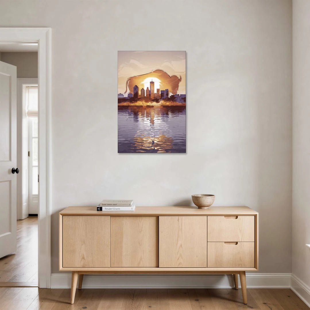 Buffalo Cityscape Reflection - Canvas Wall Art - Coffee Table - 24x36