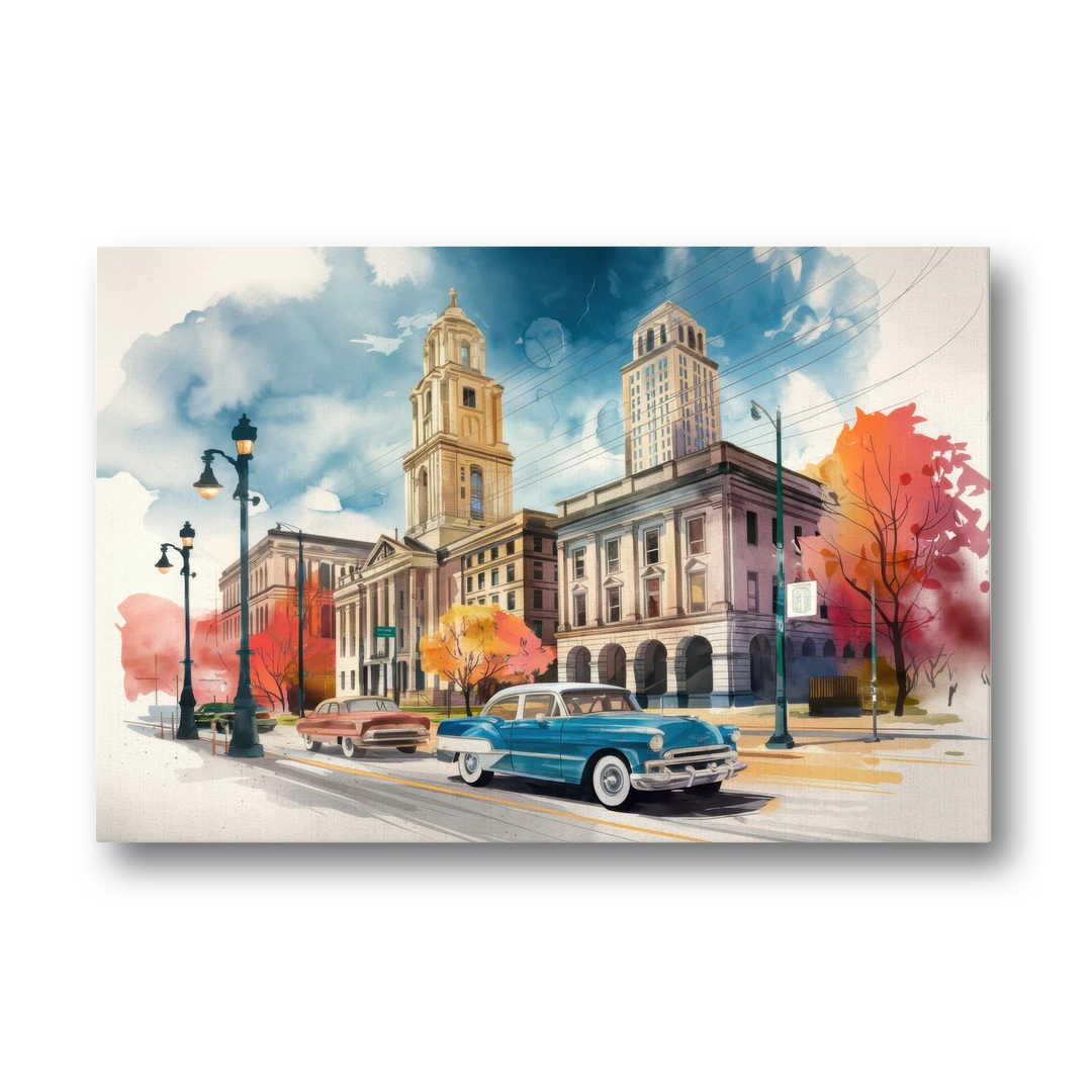 Buffalo Historic Downtown - Canvas Wall Art - Front