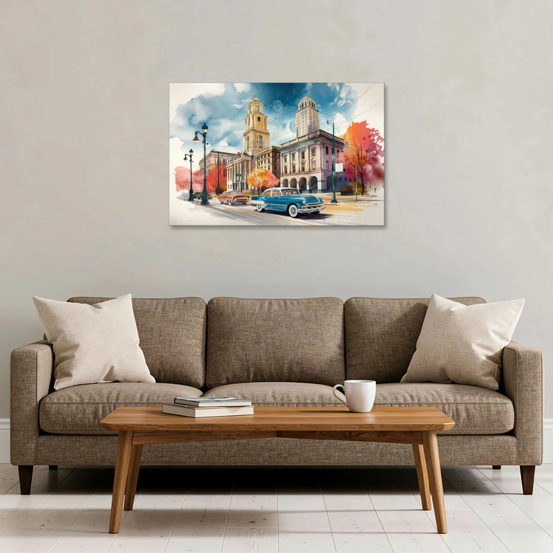 Buffalo Historic Downtown - Canvas Wall Art - Sofa - 36x24