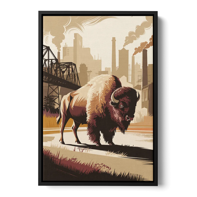 Buffalo Industrial Heritage Front - Black Canvas Wall Art