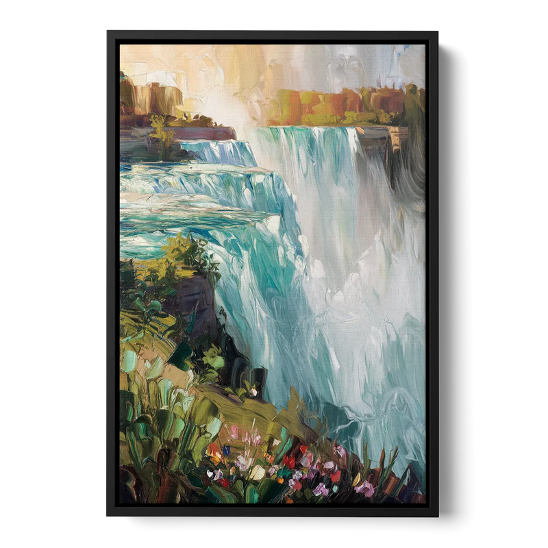 Buffalo Niagara Falls View Front - Black Canvas Wall Art