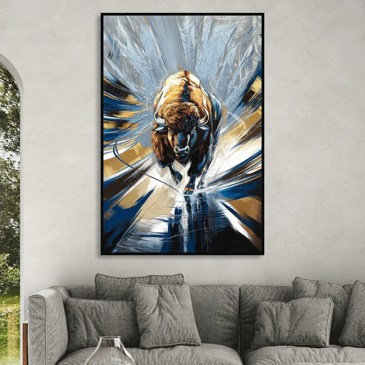 Buffalo Sabres Team Spirit Living Room - Black Canvas Wall Art