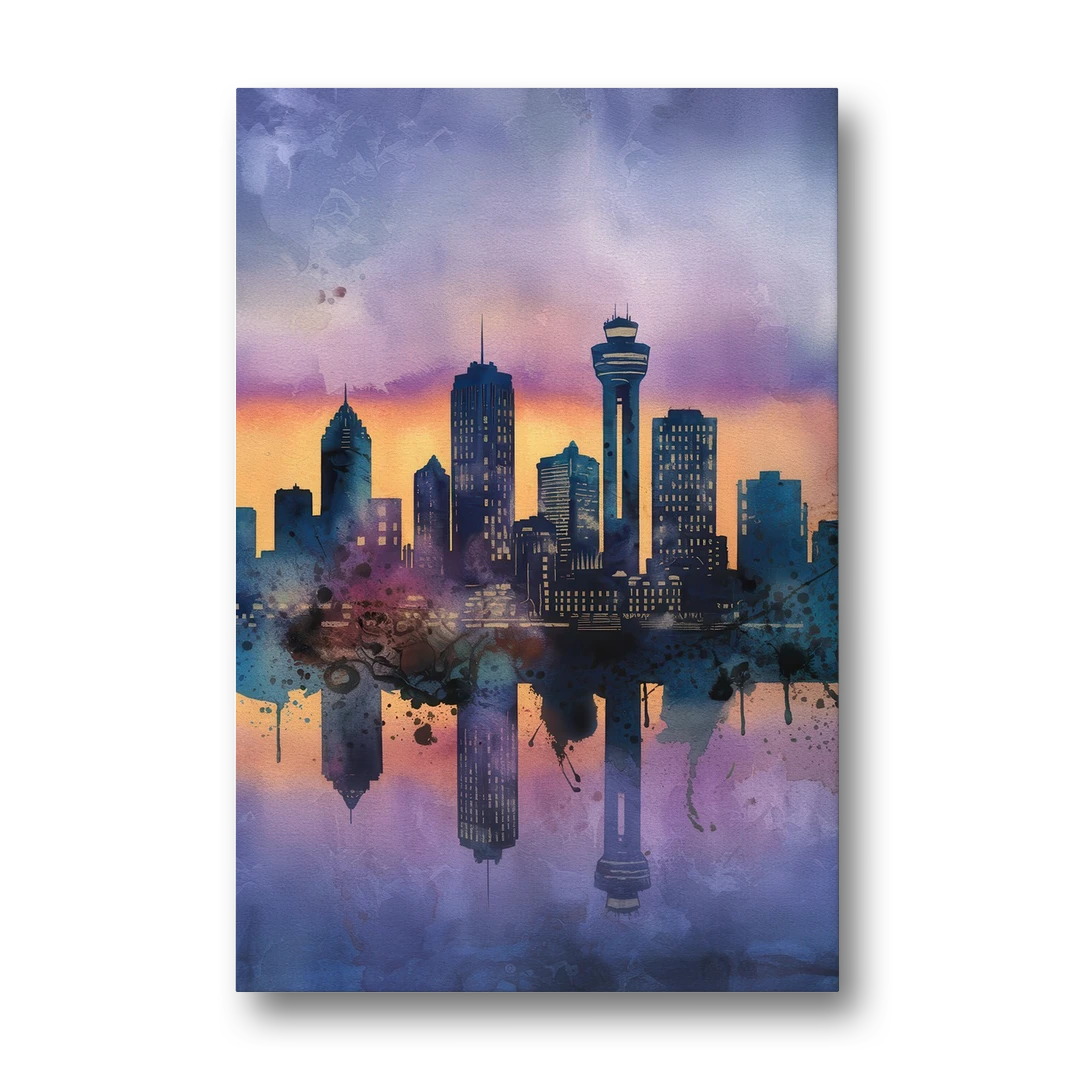 Buffalo Skyline Twilight - Canvas Wall Art - Front