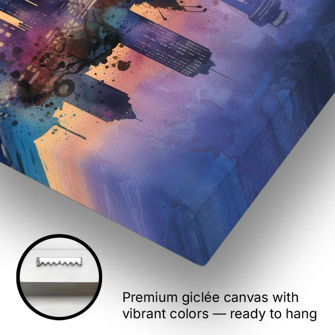 Buffalo Skyline Twilight - Canvas Wall Art - Gallery Wrap Corner
