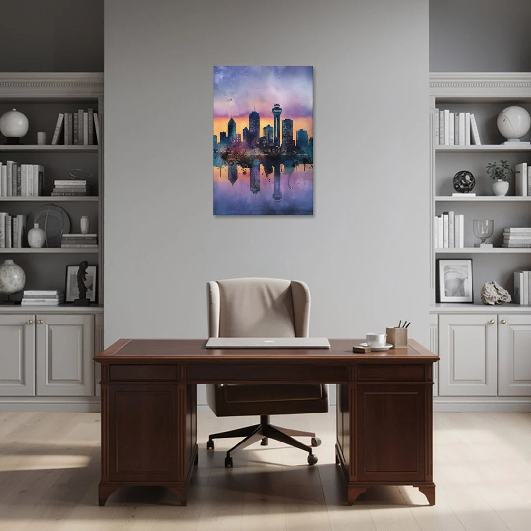 Buffalo Skyline Twilight - Canvas Wall Art - Office - 24x36
