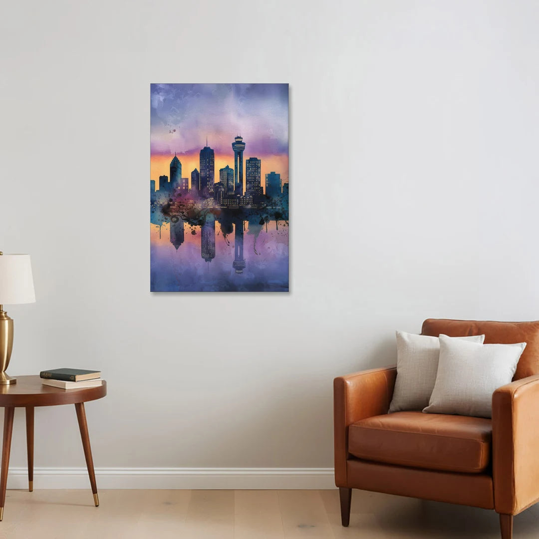 Buffalo Skyline Twilight - Canvas Wall Art - Sofa - 24x36