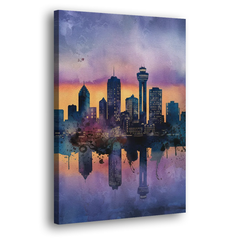 Buffalo Skyline Twilight - Canvas Wall Art