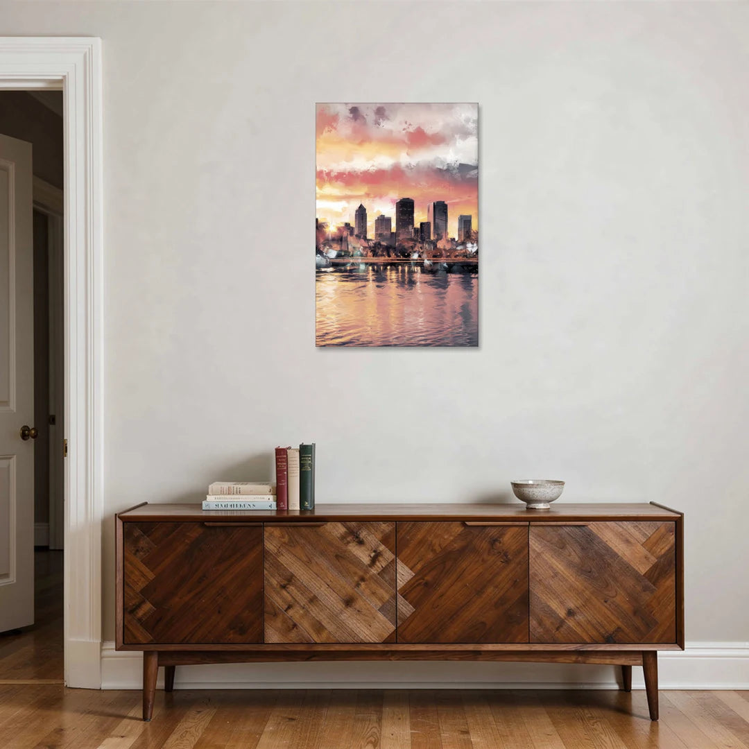 Buffalo Skyline at Sunset - Canvas Wall Art - Coffee Table - 24x36