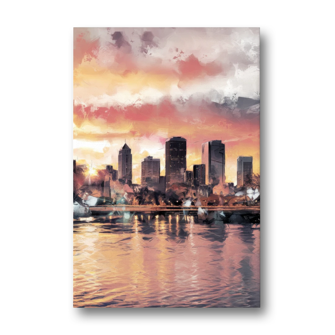 Buffalo Skyline at Sunset - Canvas Wall Art - Front