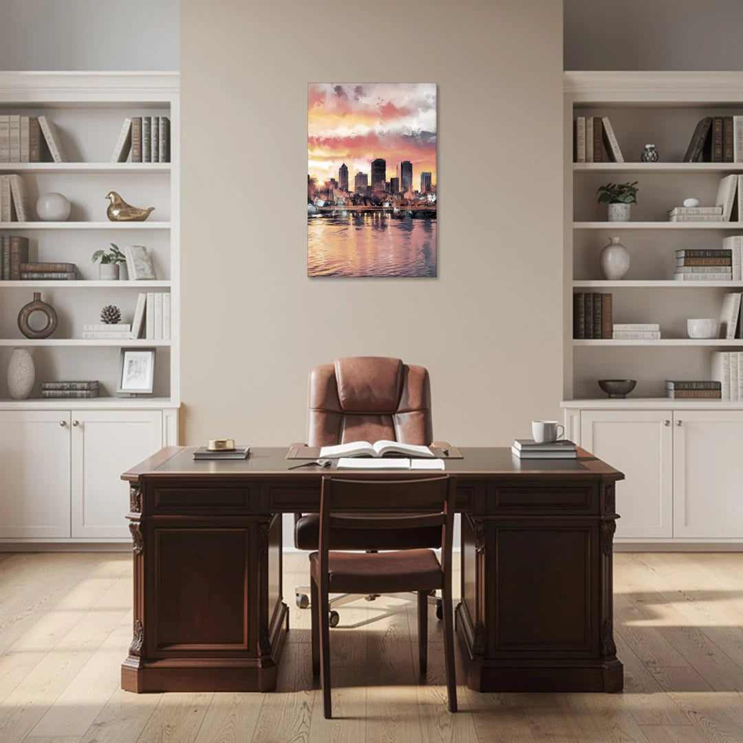 Buffalo Skyline at Sunset - Canvas Wall Art - Office - 24x36