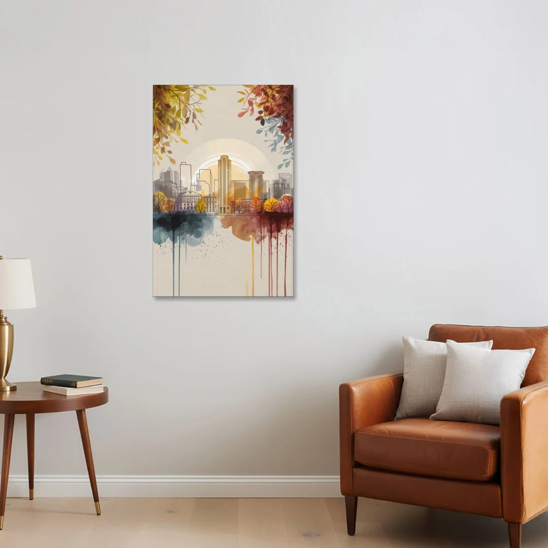 Buffalo Skyline in Autumn - Canvas Wall Art - Sofa - 24x36