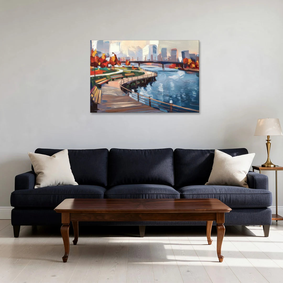 Buffalo Waterfront Boardwalk - Canvas Wall Art - Sofa - 36x24