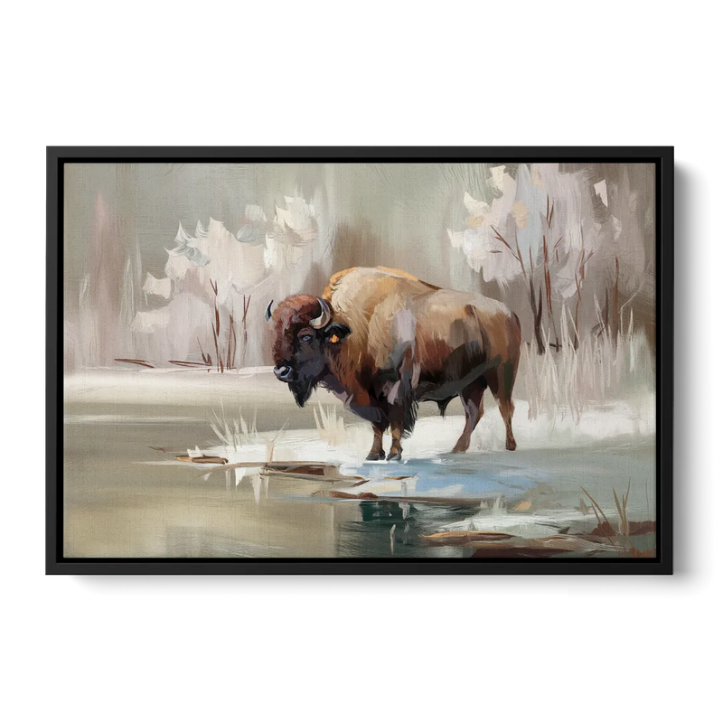 Buffalo Waterfront Serenity Front - Black Canvas Wall Art