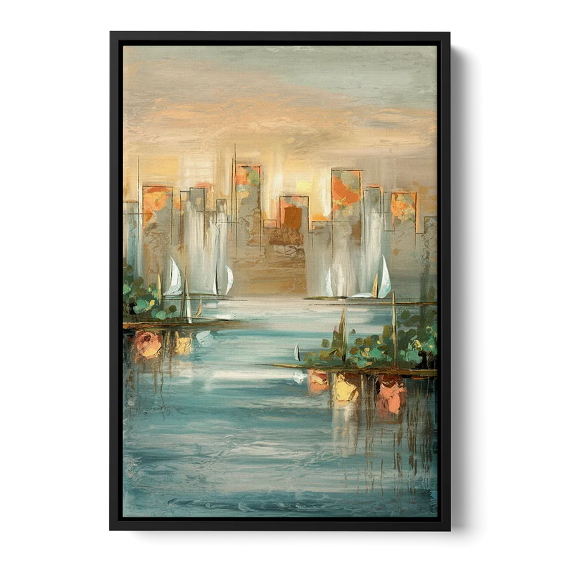 Buffalo Waterfront Tranquility Front - Black Canvas Wall Art