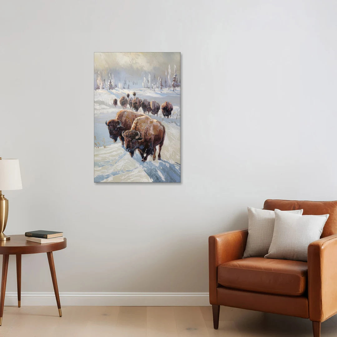 Buffalo Winter Wonderland - Canvas Wall Art - Sofa - 24x36