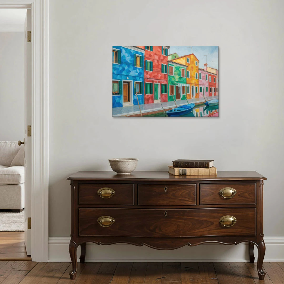 Burano's Colorful Streets - Canvas Wall Art - Coffee Table - 36x24