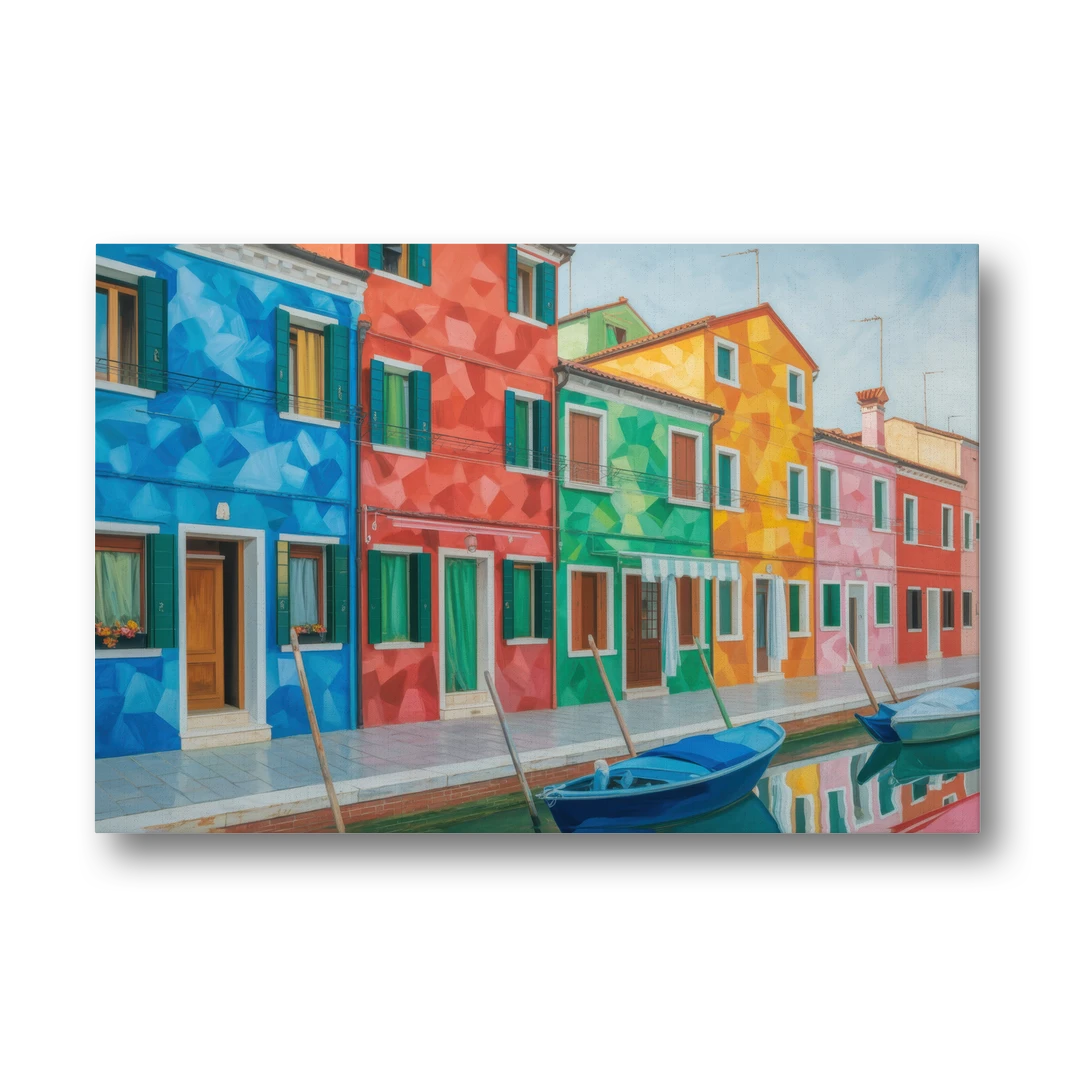 Burano's Colorful Streets - Canvas Wall Art - Front