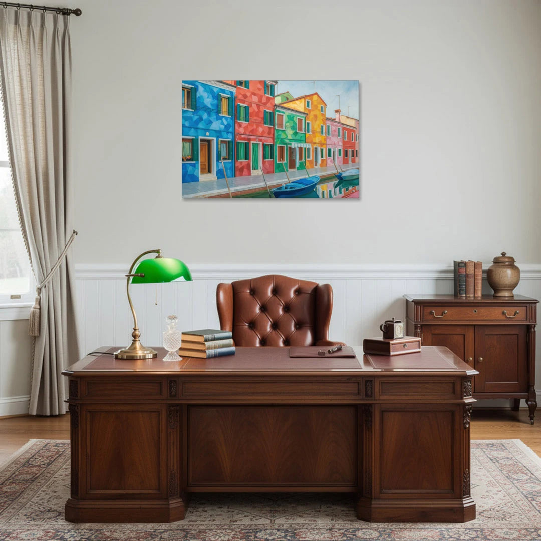 Burano's Colorful Streets - Canvas Wall Art - Office - 36x24