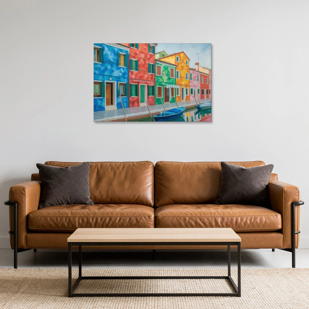 Burano's Colorful Streets - Canvas Wall Art - Sofa - 36x24