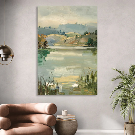 Burlington Peaceful Lakeside Living Room - Canvas Wall Art