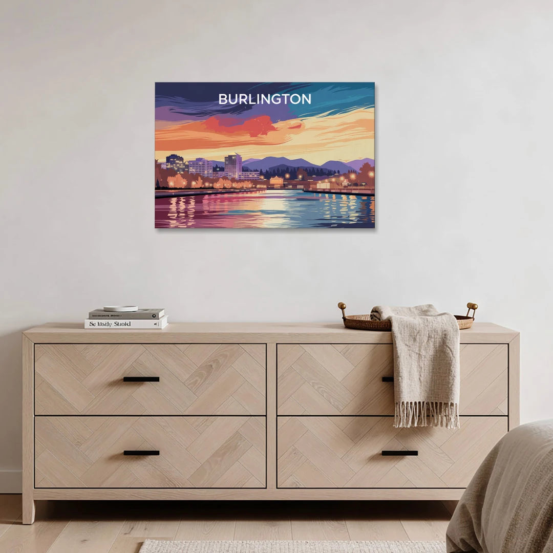 Burlington Skyline At Sunset - Canvas Wall Art - Coffee Table - 36x24