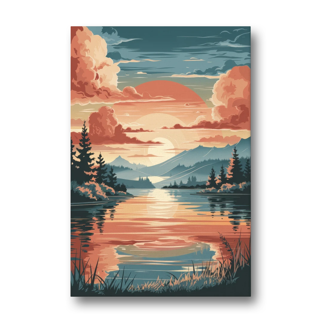 Burlington Sunset Reflections - Canvas Wall Art - Front
