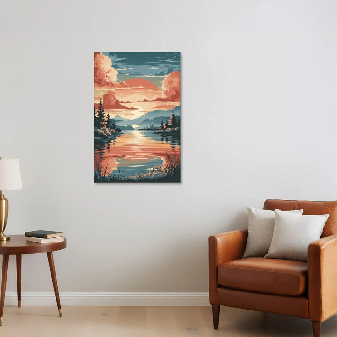 Burlington Sunset Reflections - Canvas Wall Art - Sofa - 24x36