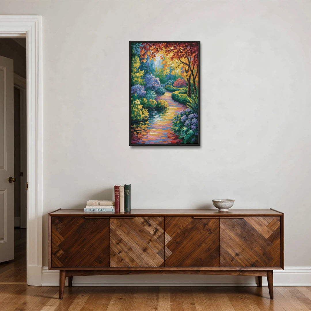 Butchart Gardens Bloom - Black Framed Canvas Wall Art - Coffee Table - 24x36