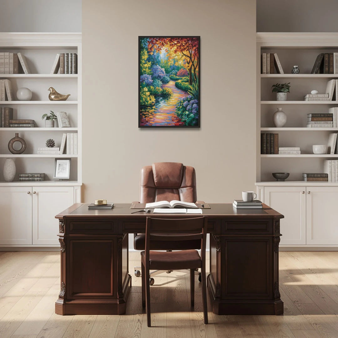 Butchart Gardens Bloom - Black Framed Canvas Wall Art - Office - 24x36
