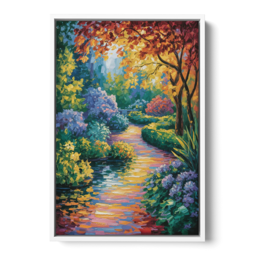 Butchart Gardens Bloom - White Framed Canvas Wall Art - Front