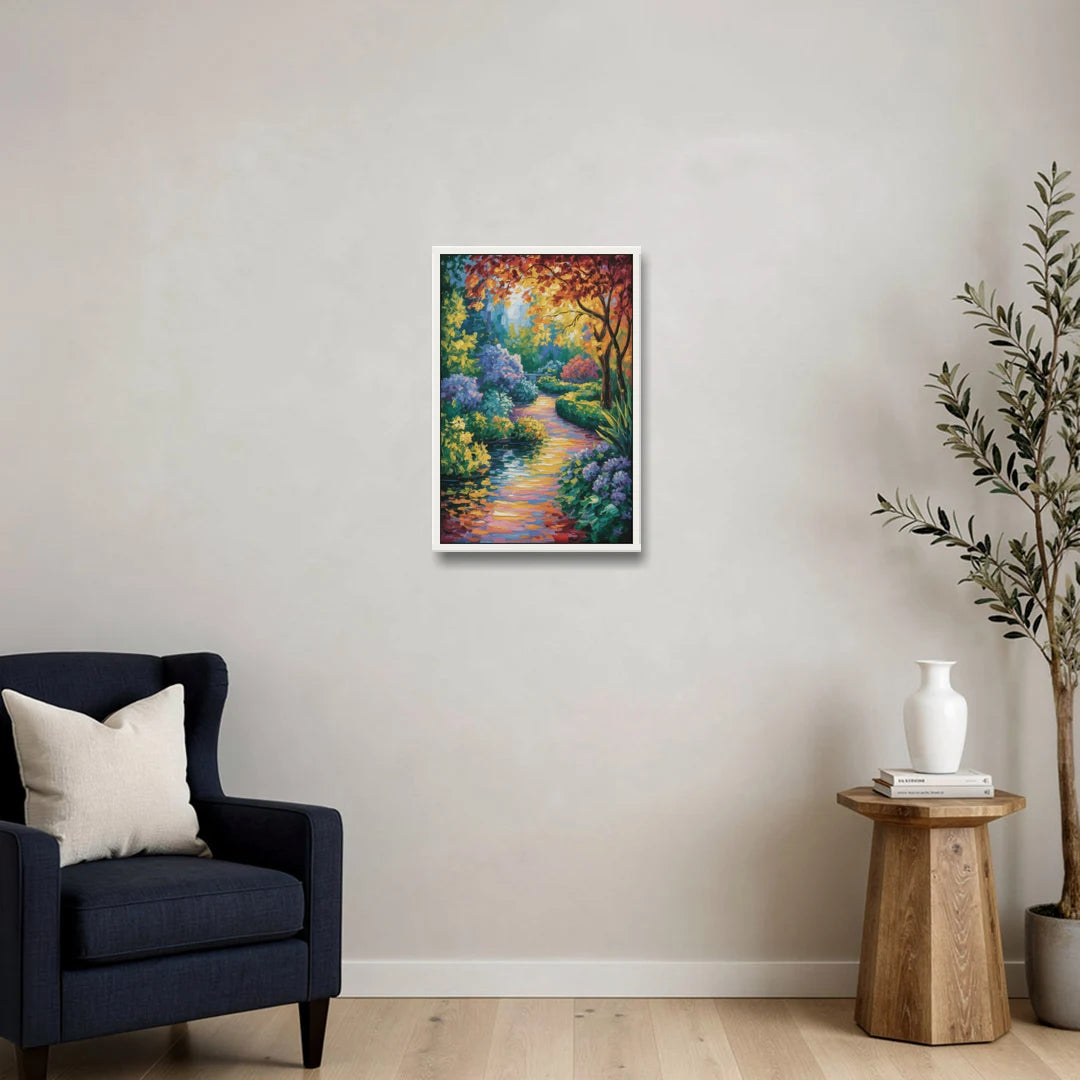 Butchart Gardens Bloom - White Framed Canvas Wall Art - Sofa - 16x24