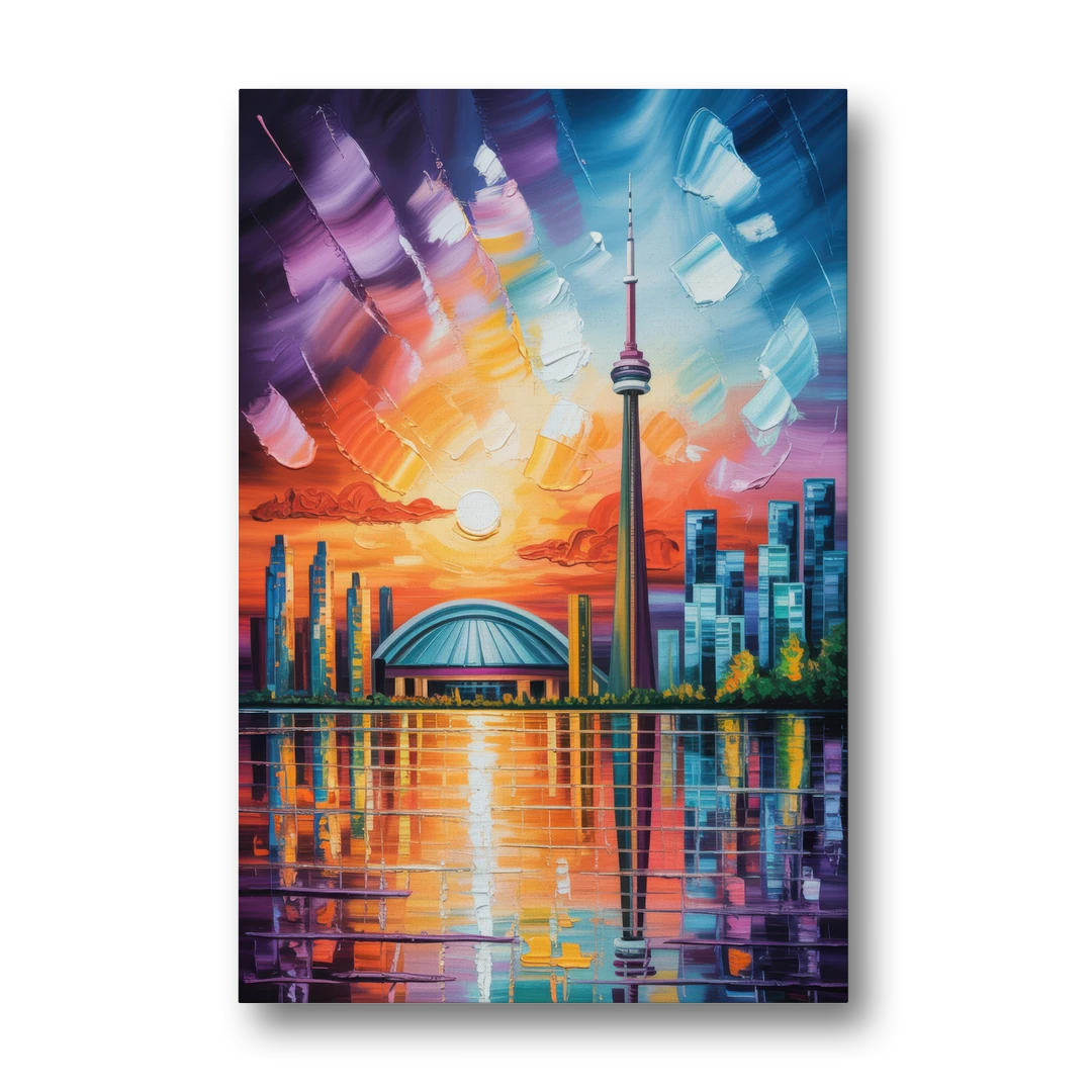 CN Tower Sunset Watercolor - Canvas Wall Art - Front