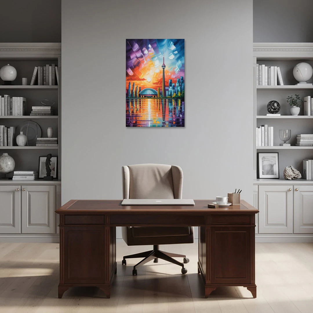 CN Tower Sunset Watercolor - Canvas Wall Art - Office - 24x36