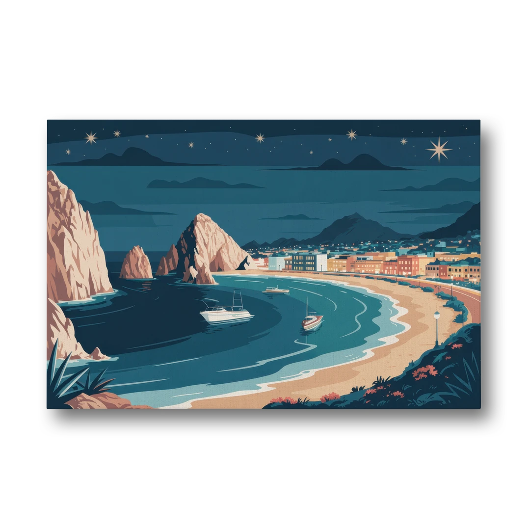 Cabo San Lucas Night Skyline - Canvas Wall Art - Front