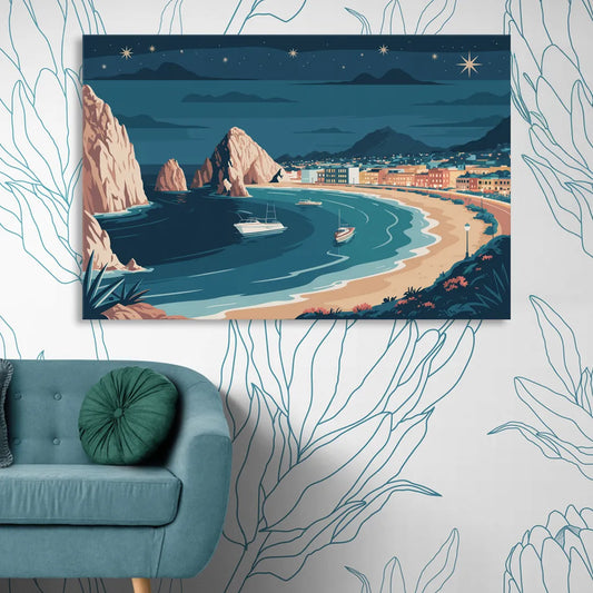 Cabo San Lucas Night Skyline Living Room - Canvas Wall Art
